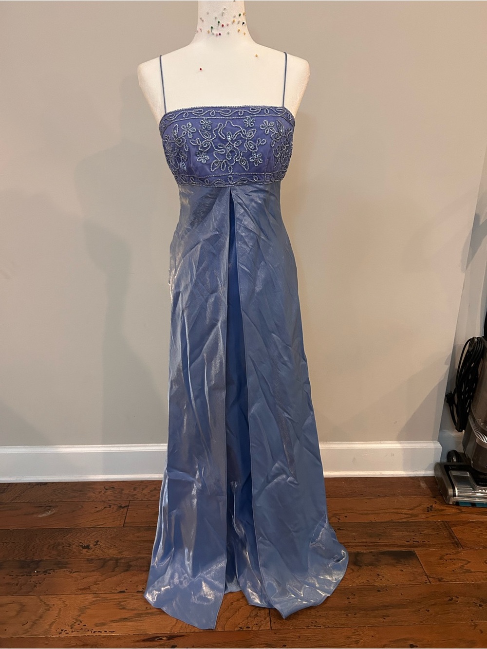 Morgan & Co. Y2K Blue Beaded Prom Dress